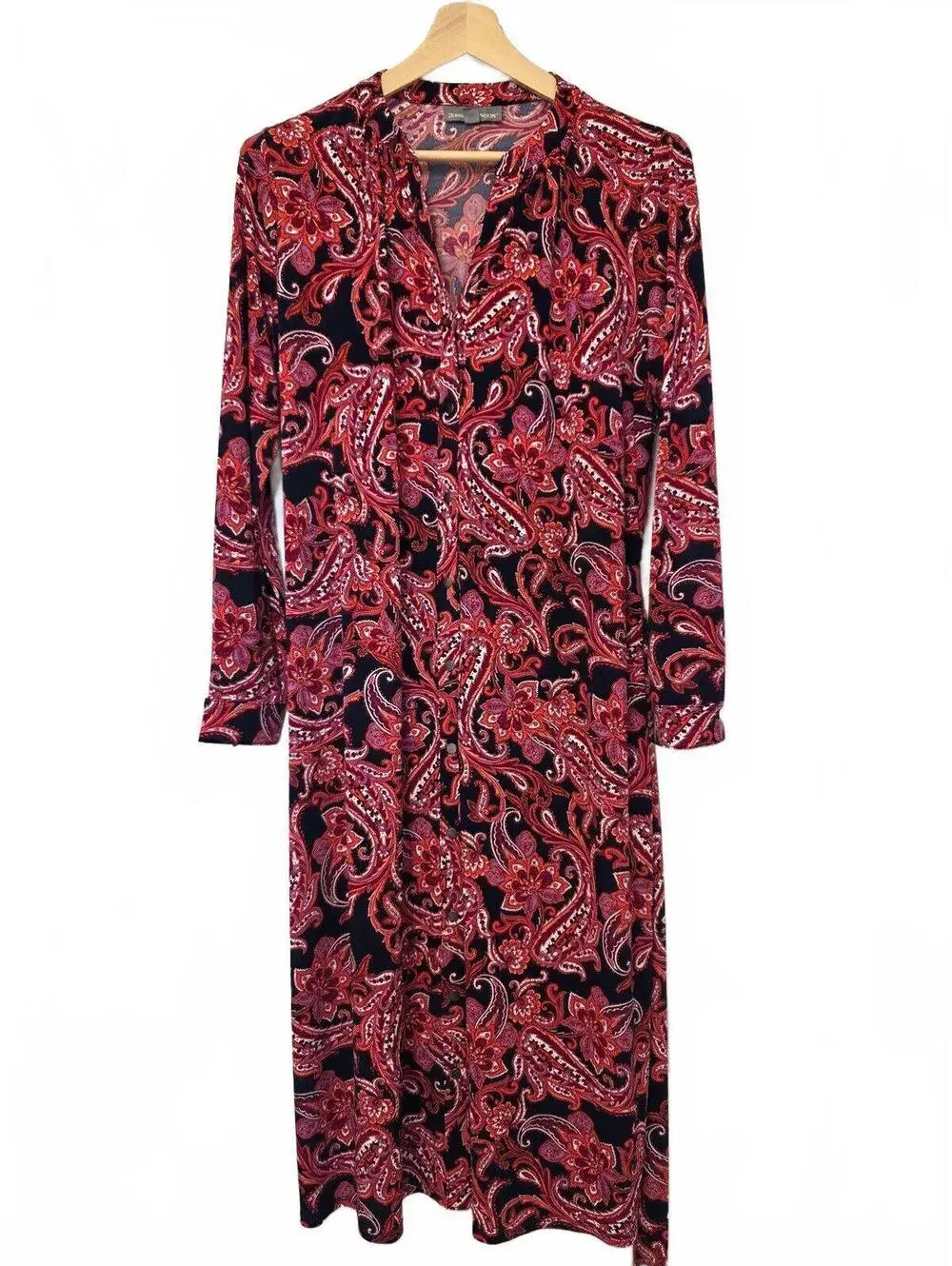 Jessica London knit midi dress featuring paisley red pink black Size 16W NWOT